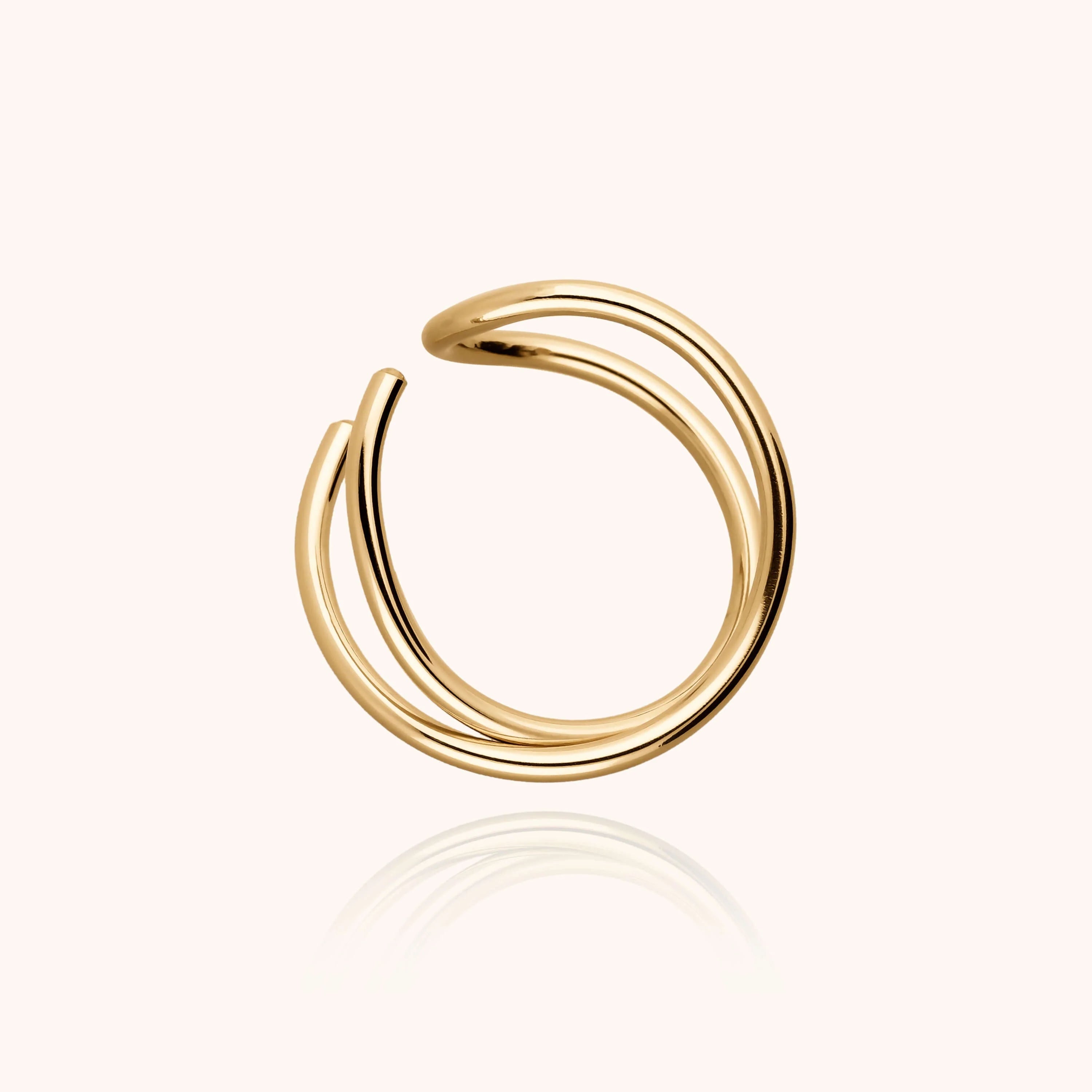 Outline ring cast letter l in shadow 14k yellow gold-filled side view Atelier Paulin Australia