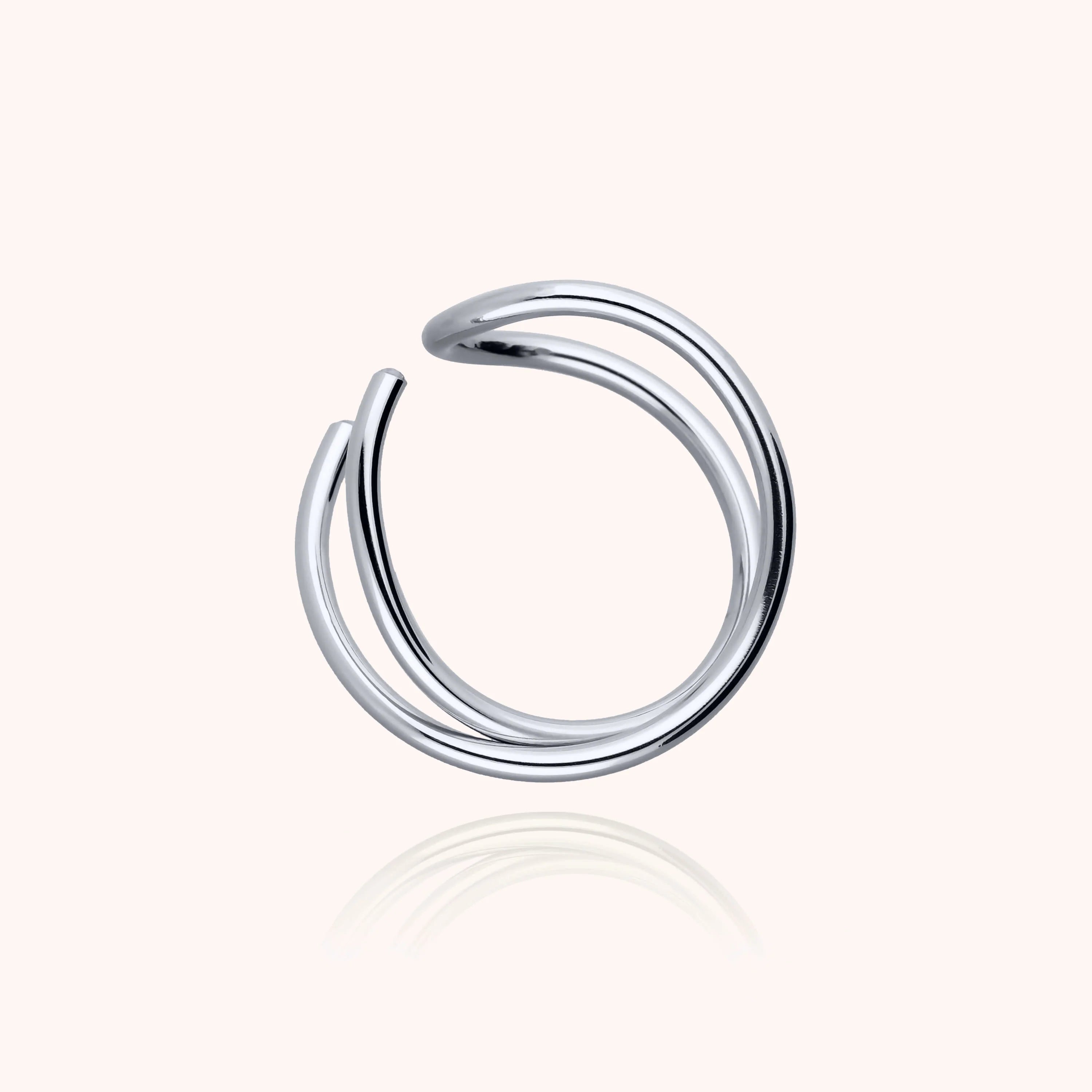 Outline Ring Letter L - Silver