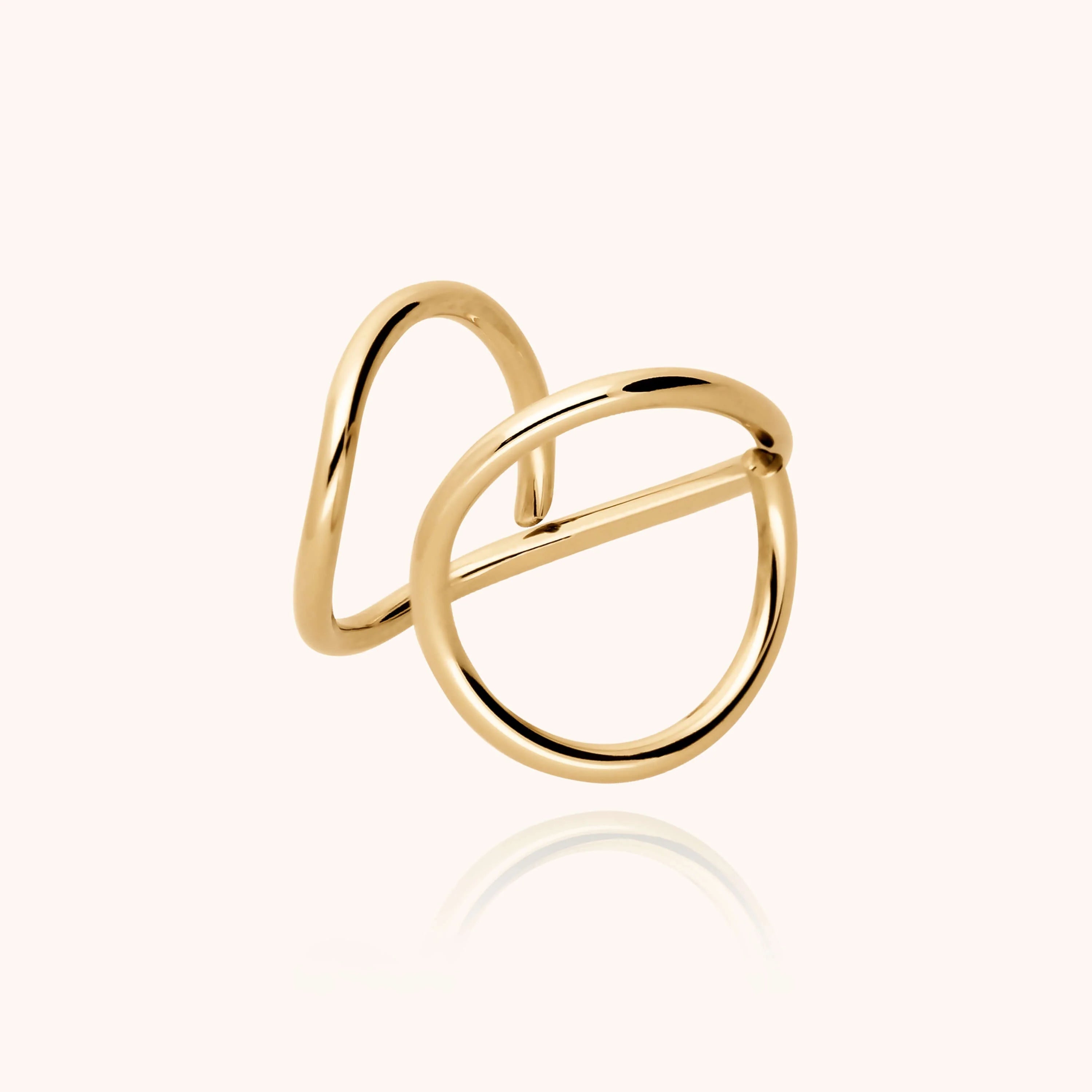 Outline ring cast letter o in shadow 14k yellow gold-filled handmade Atelier Paulin Australia