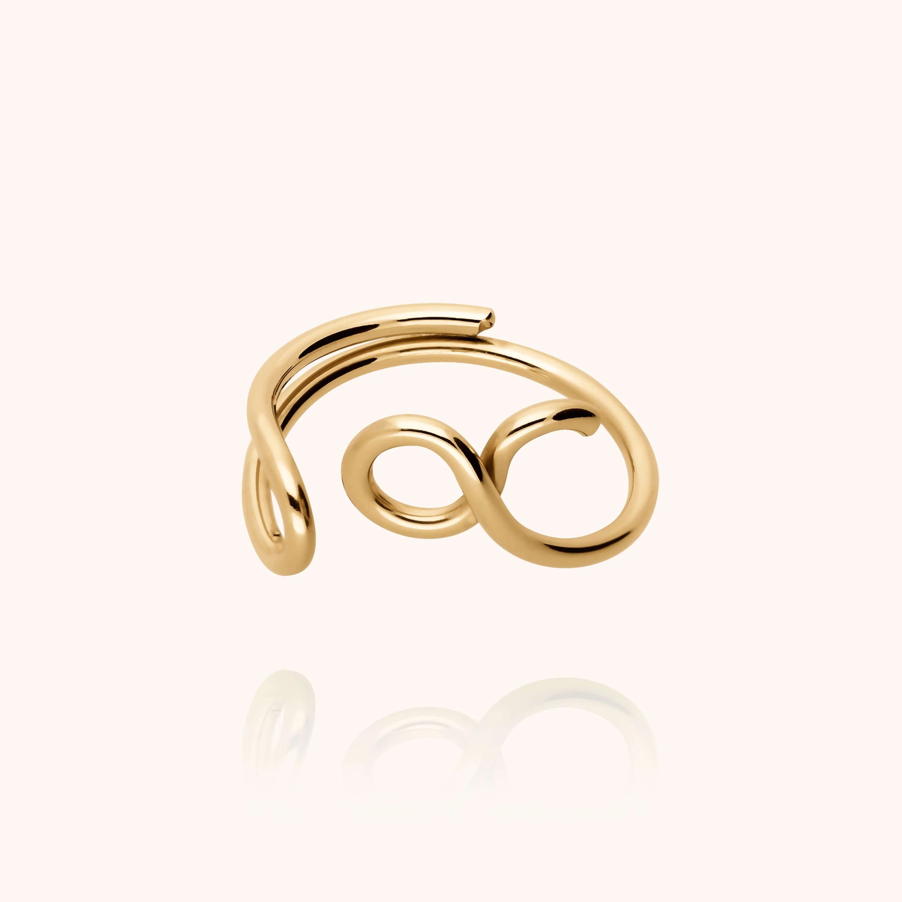 Outline ring cast letter v in shadow 14k yellow gold-filled handmade Atelier Paulin Australia