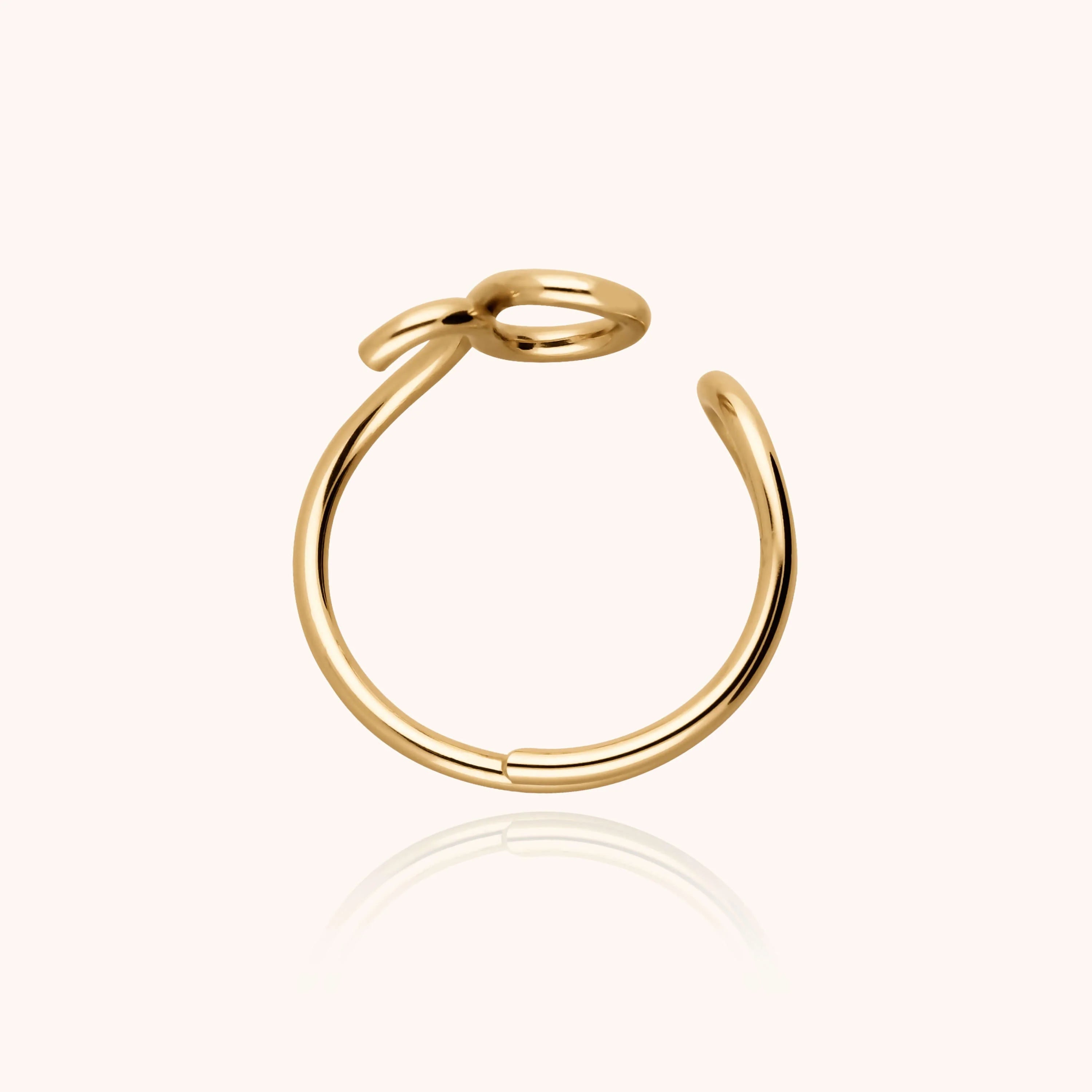 Outline ring cast letter v in shadow 14k yellow gold-filled side view handmade Atelier Paulin Australia