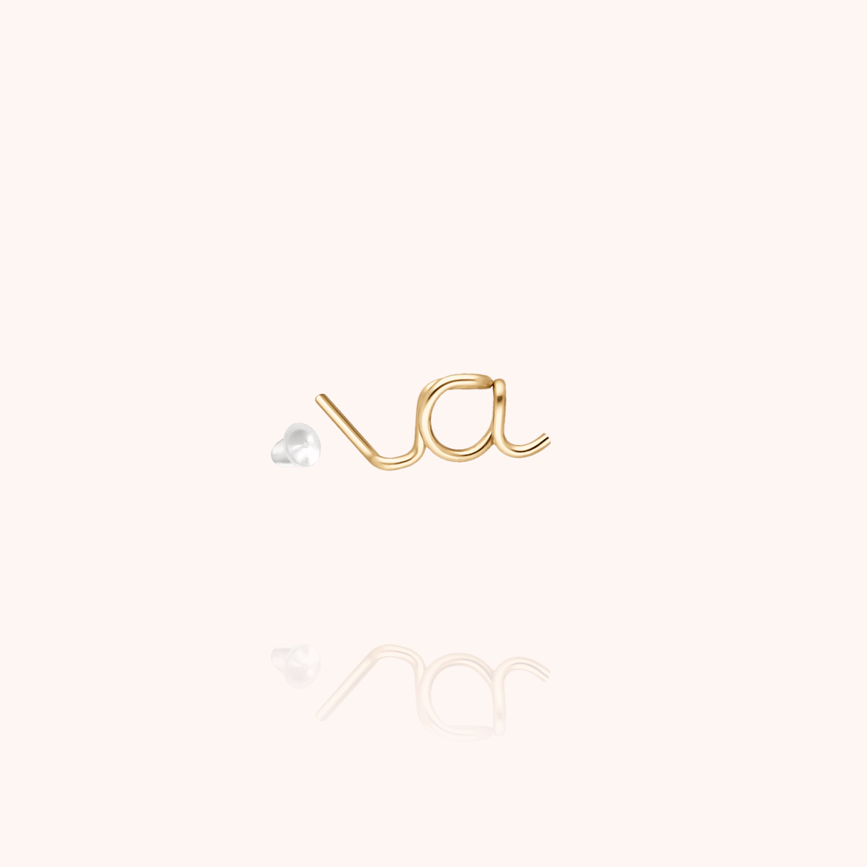 personalised jewellery initial stud earring letter a 14k yellow gold-filled handcrafted Atelier Paulin Australia