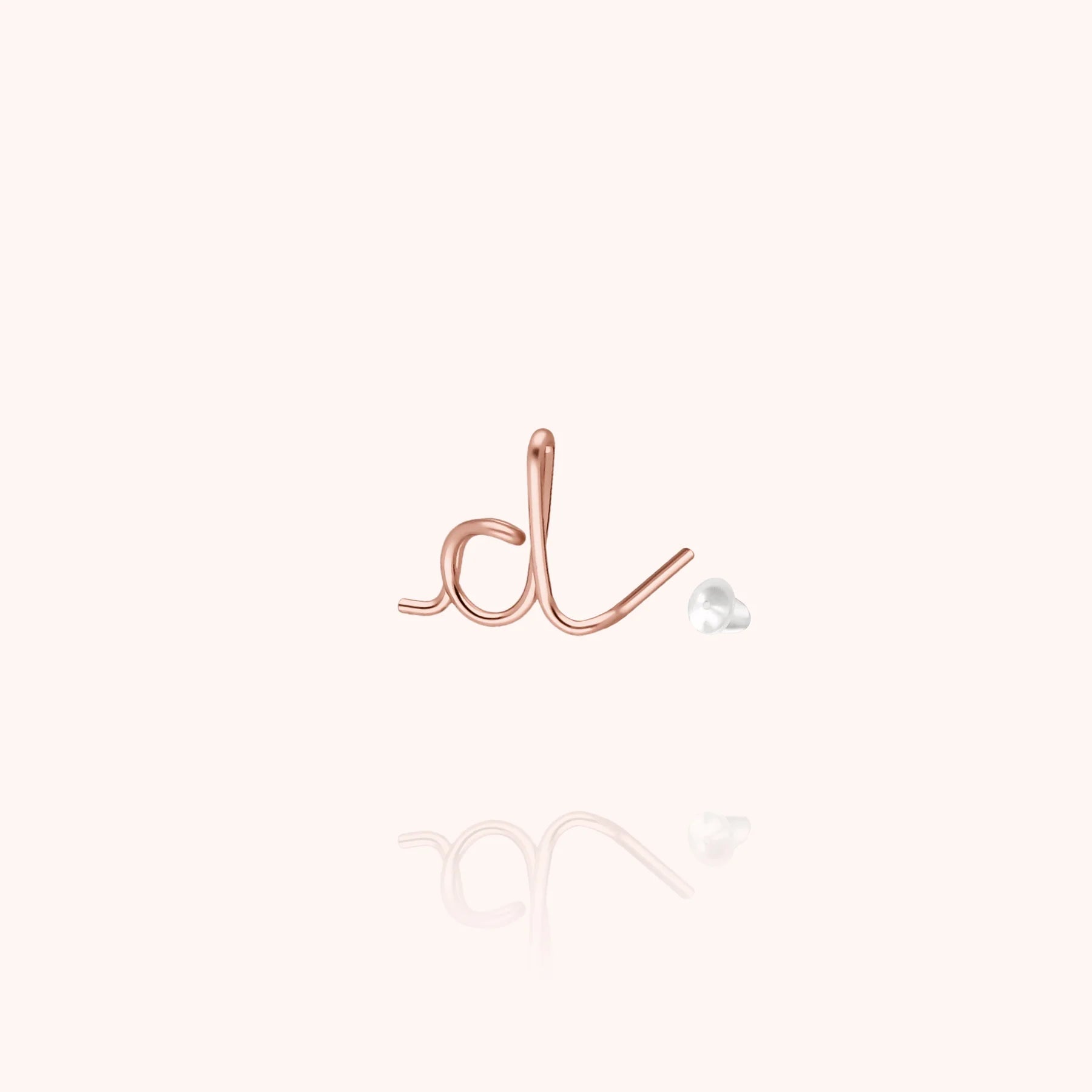 personalised jewellery initial stud earring letter d 14k rose gold-filled handcrafted Atelier Paulin Australia