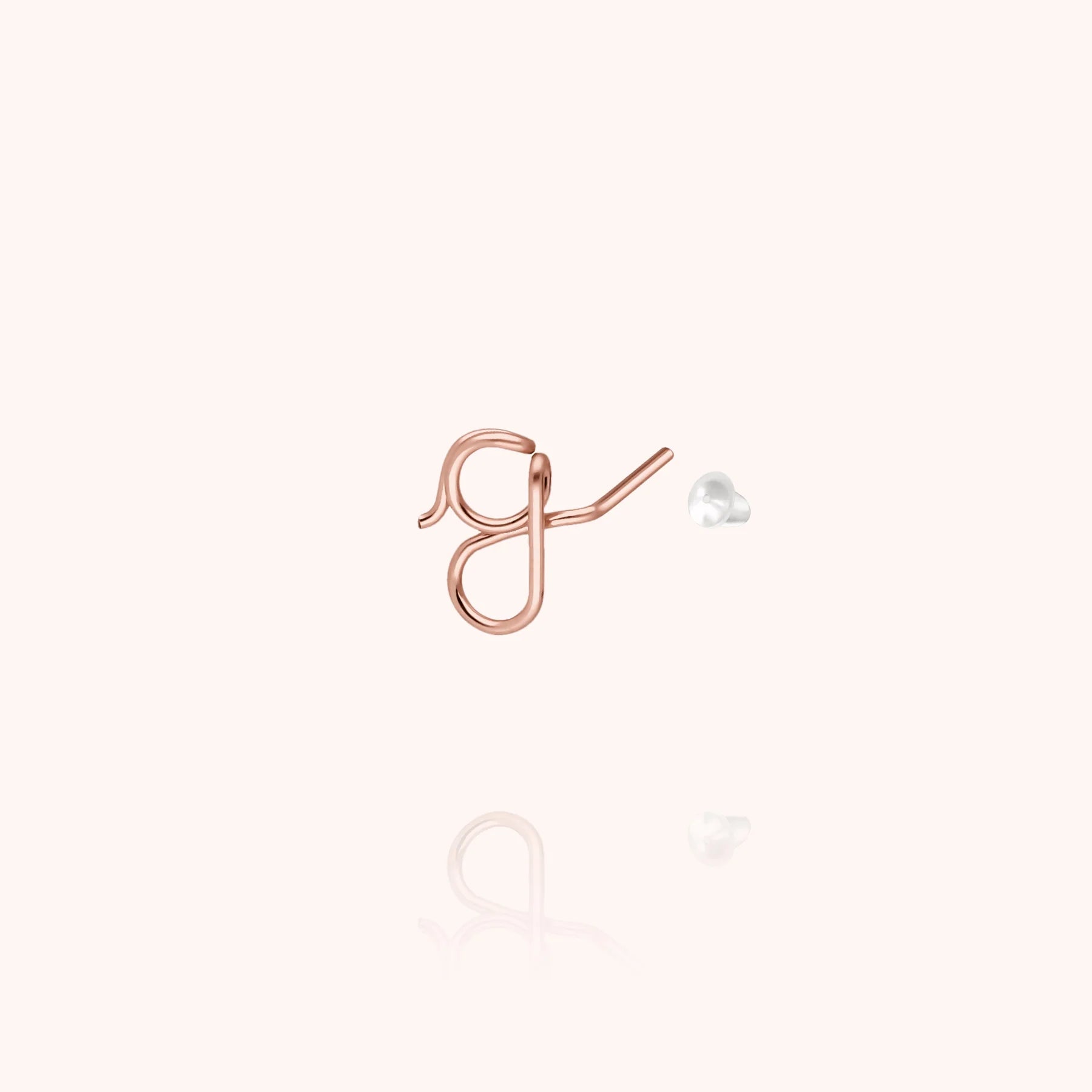 personalised jewellery initial stud earring letter g 14k rose gold-filled handcrafted Atelier Paulin Australia