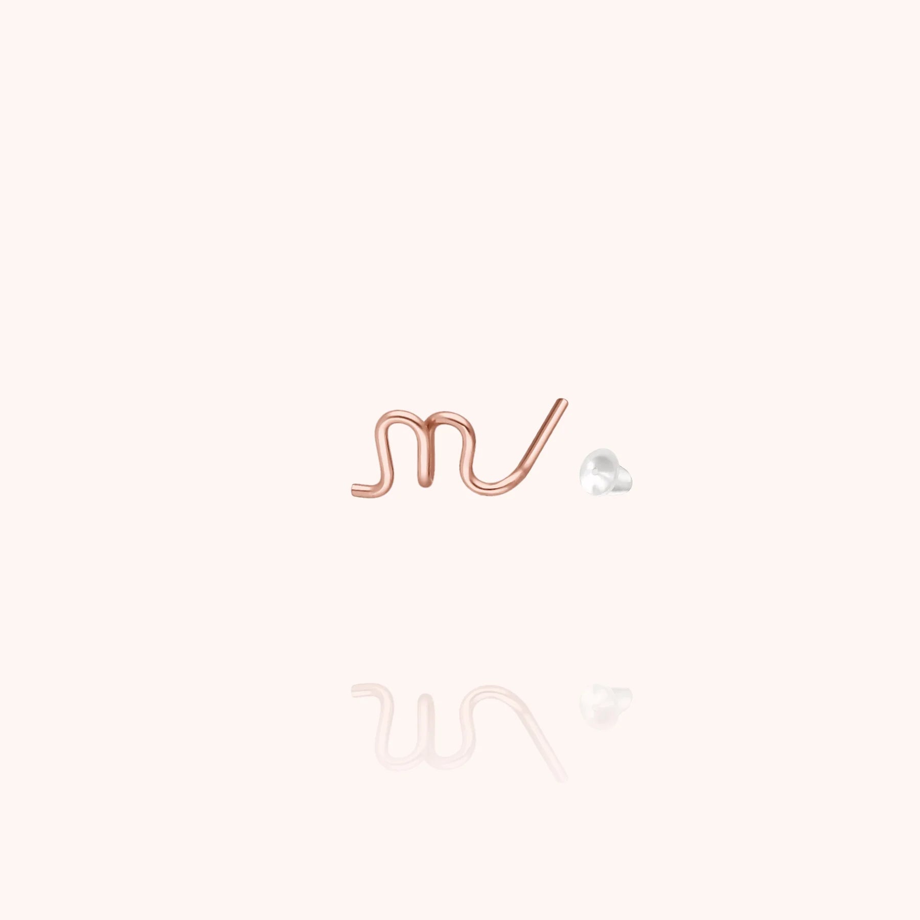 personalised jewellery initial stud earring letter n 14k rose gold-filled handcrafted Atelier Paulin Australia