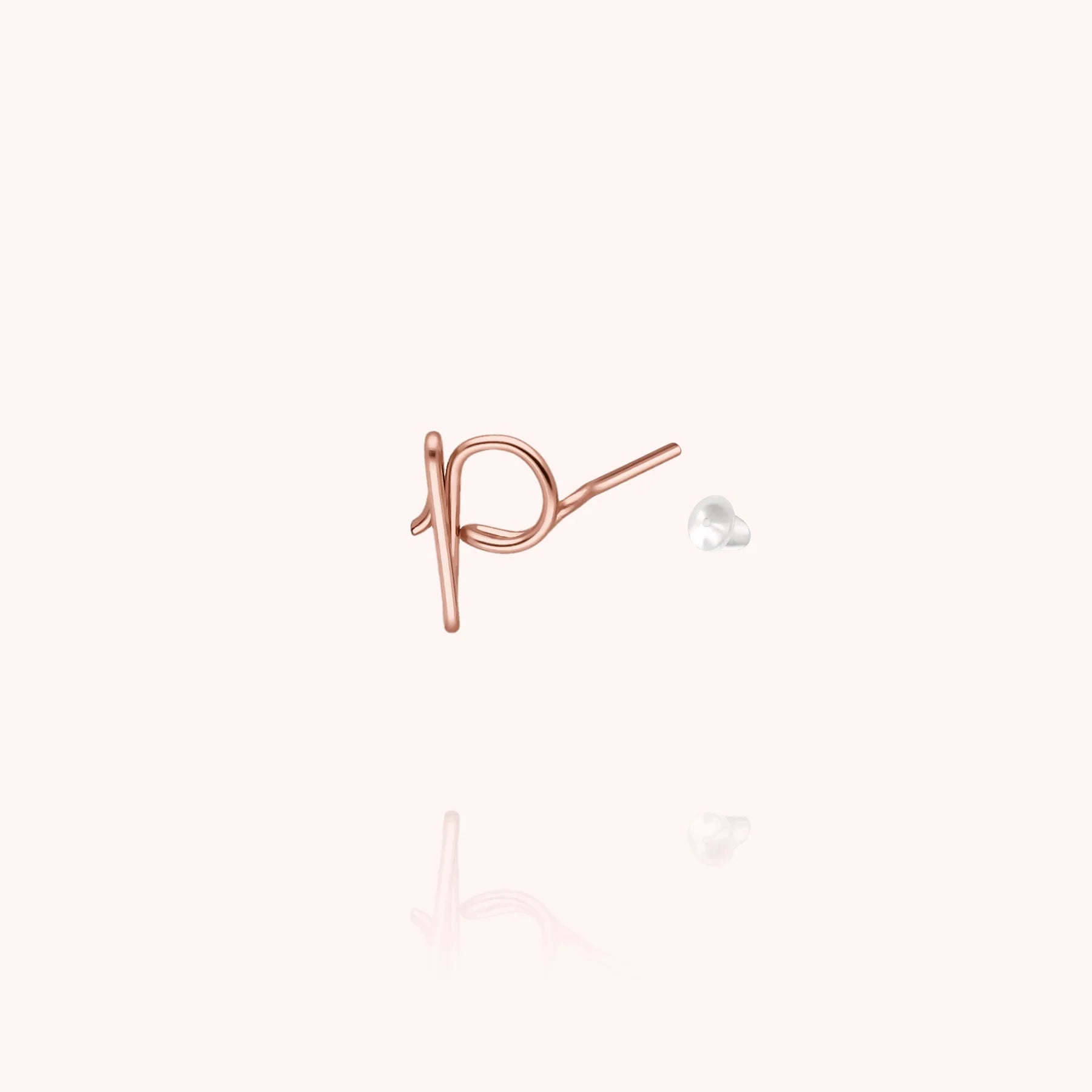 personalised jewellery initial stud earring letter p 14k rose gold-filled handcrafted Atelier Paulin Australia