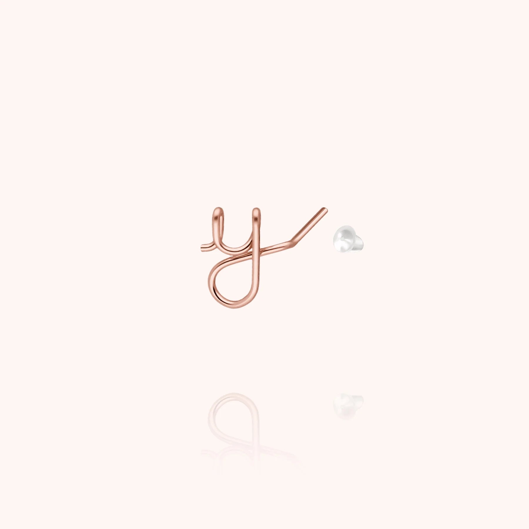 personalised jewellery initial stud earring letter y 14k rose gold-filled handcrafted Atelier Paulin Australia