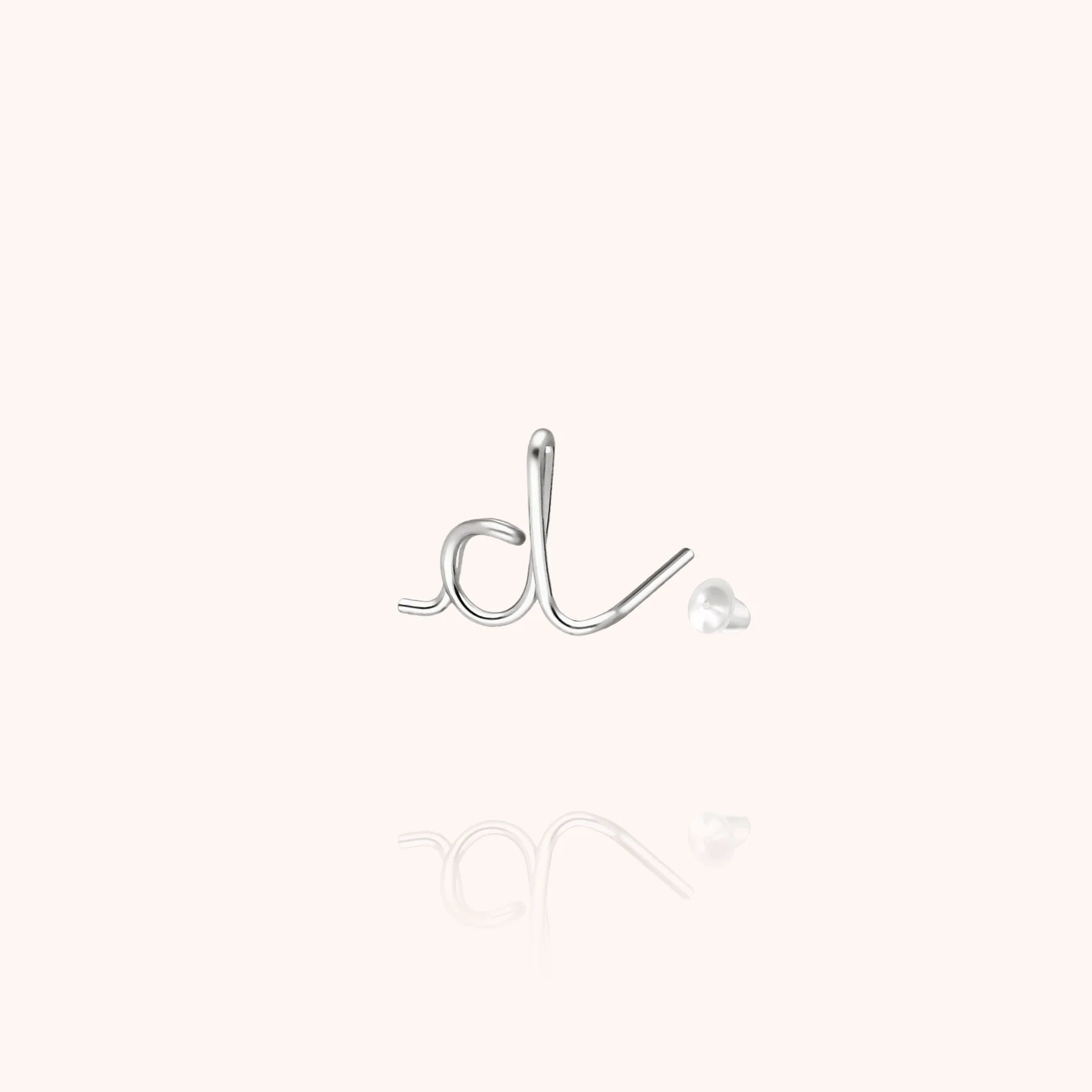 personalised initial stud earring letter D silver jewellery handmade Atelier Paulin Australia