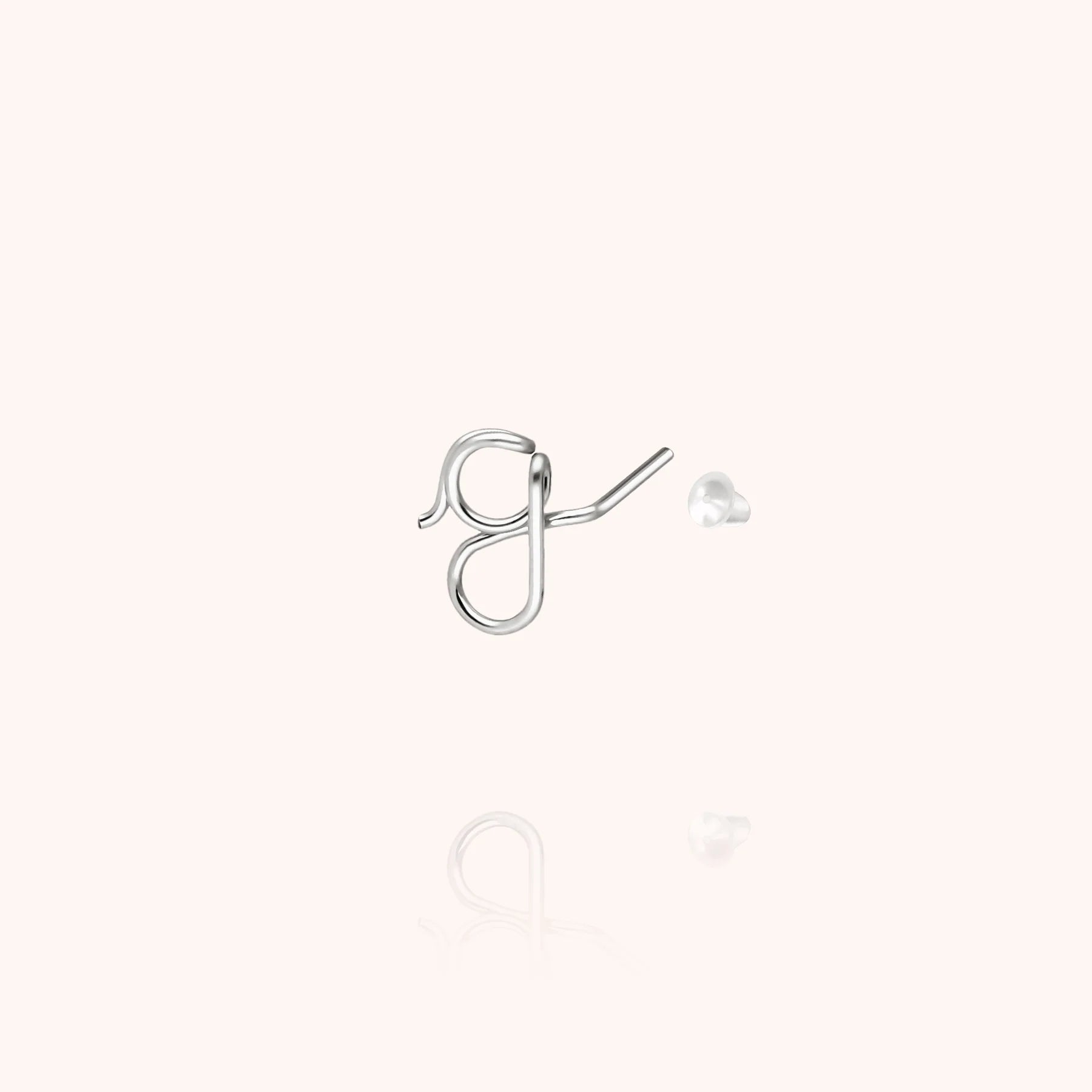 personalised initial stud earring letter G silver jewellery handcrafted Atelier Paulin Australia