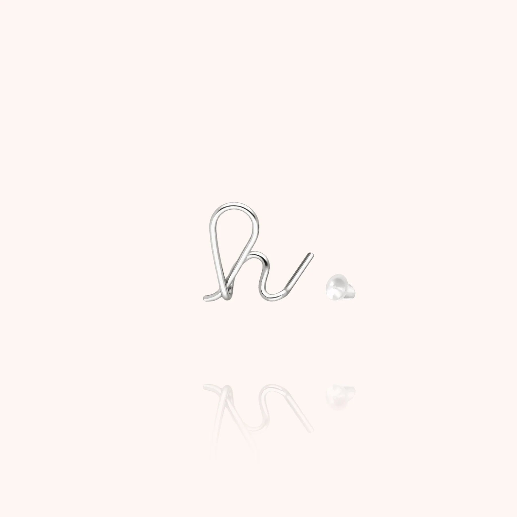 personalised initial stud earring letter h silver jewellery handcrafted Atelier Paulin Australia