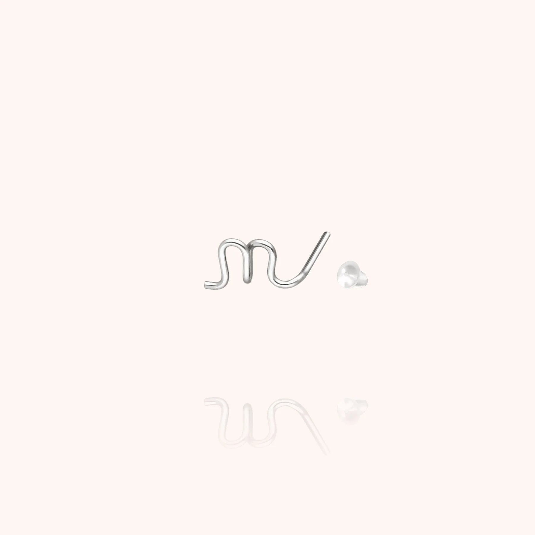 personalised initial stud earring letter n silver jewellery handcrafted Atelier Paulin Australia