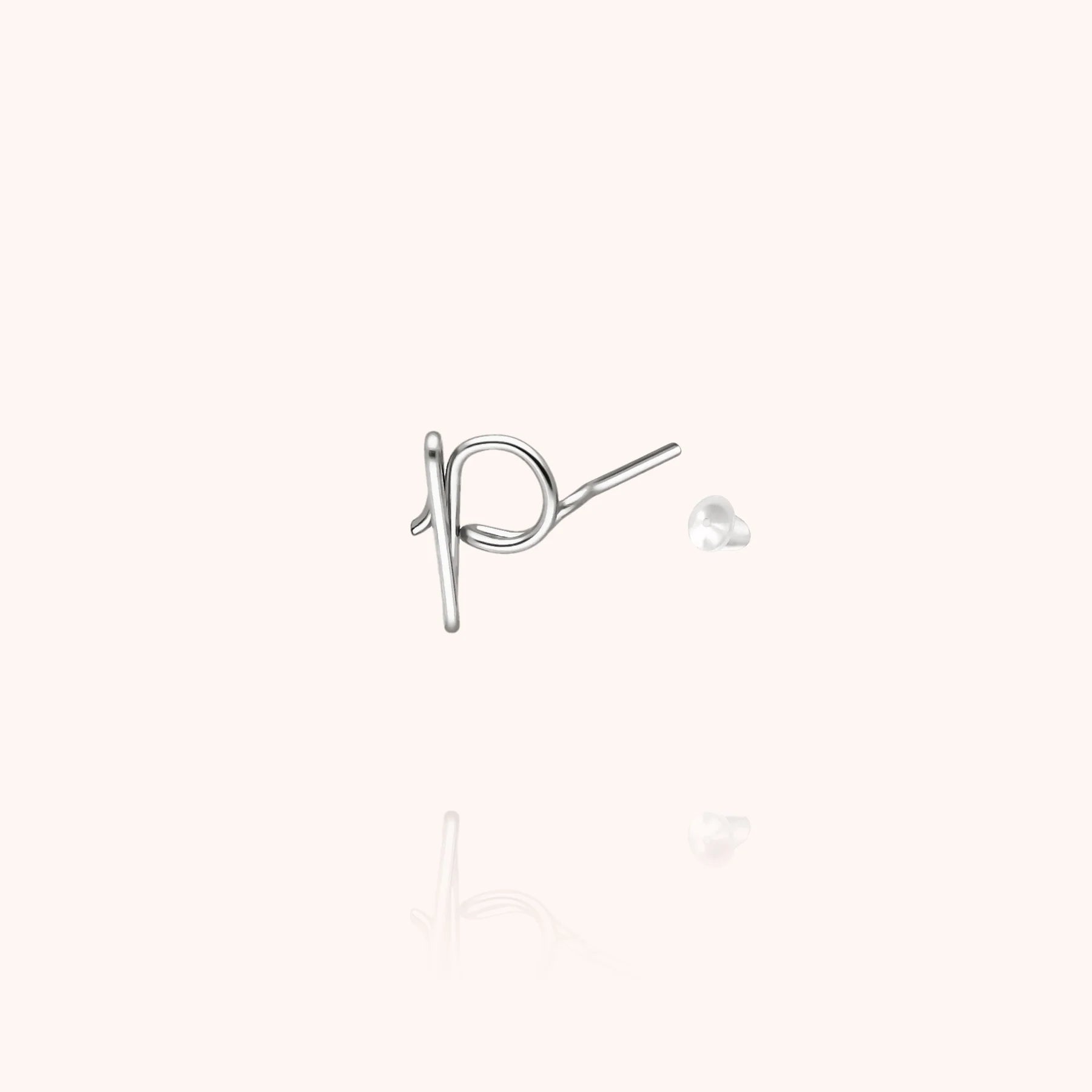 personalised initial stud earring letter p silver jewellery handcrafted Atelier Paulin Australia