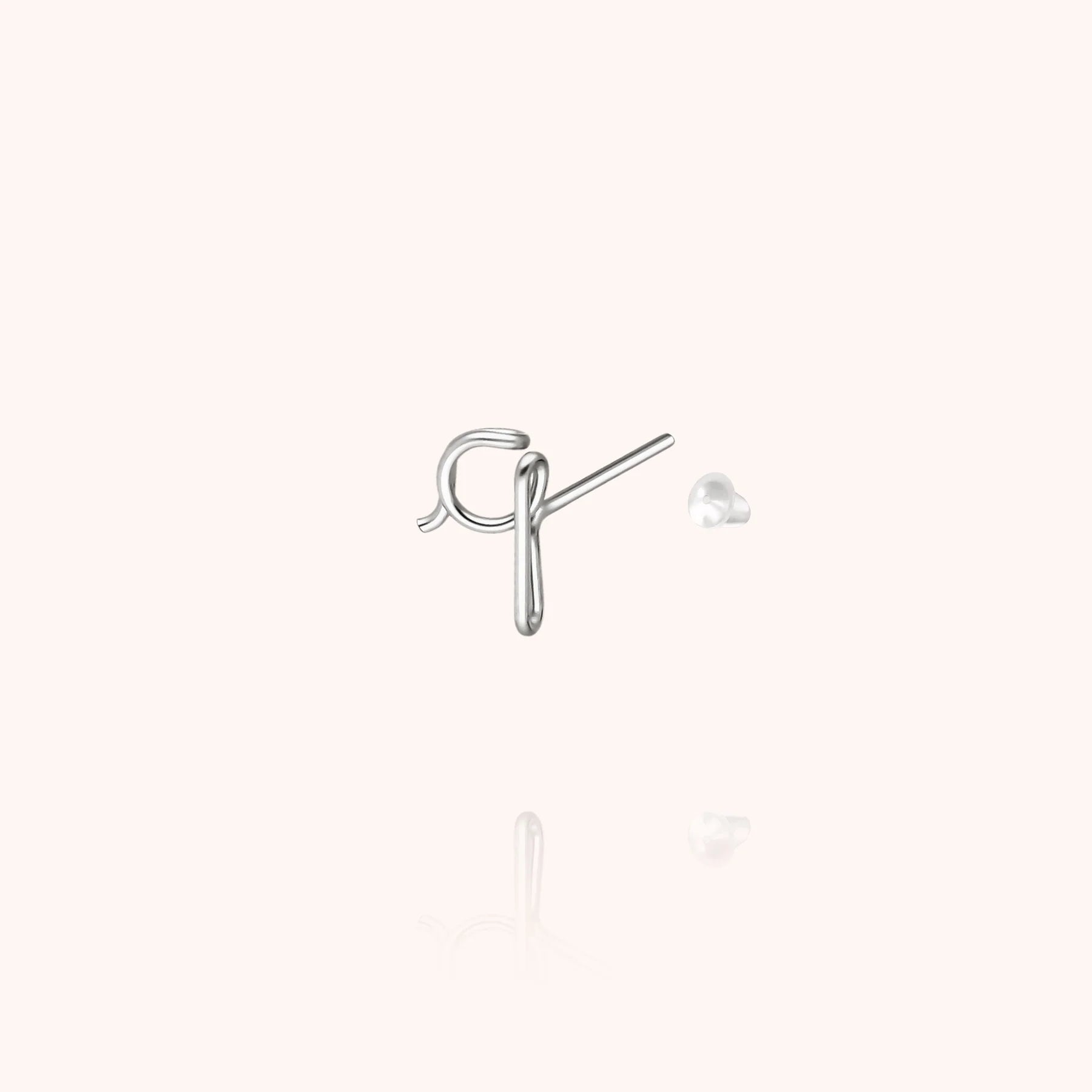 personalised initial stud earring letter q silver jewellery handcrafted Atelier Paulin Australia