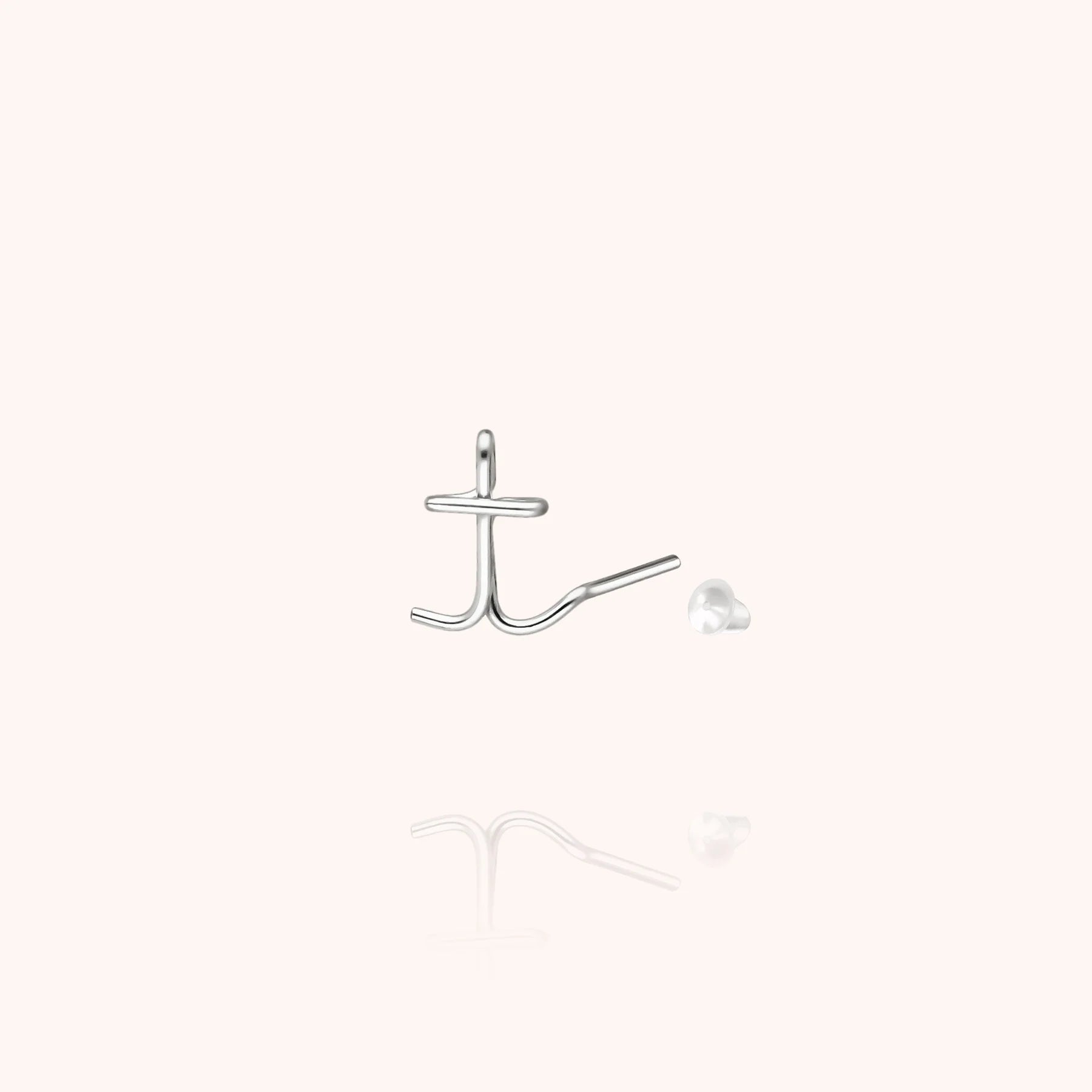 personalised initial stud earring letter t silver jewellery handcrafted Atelier Paulin Australia