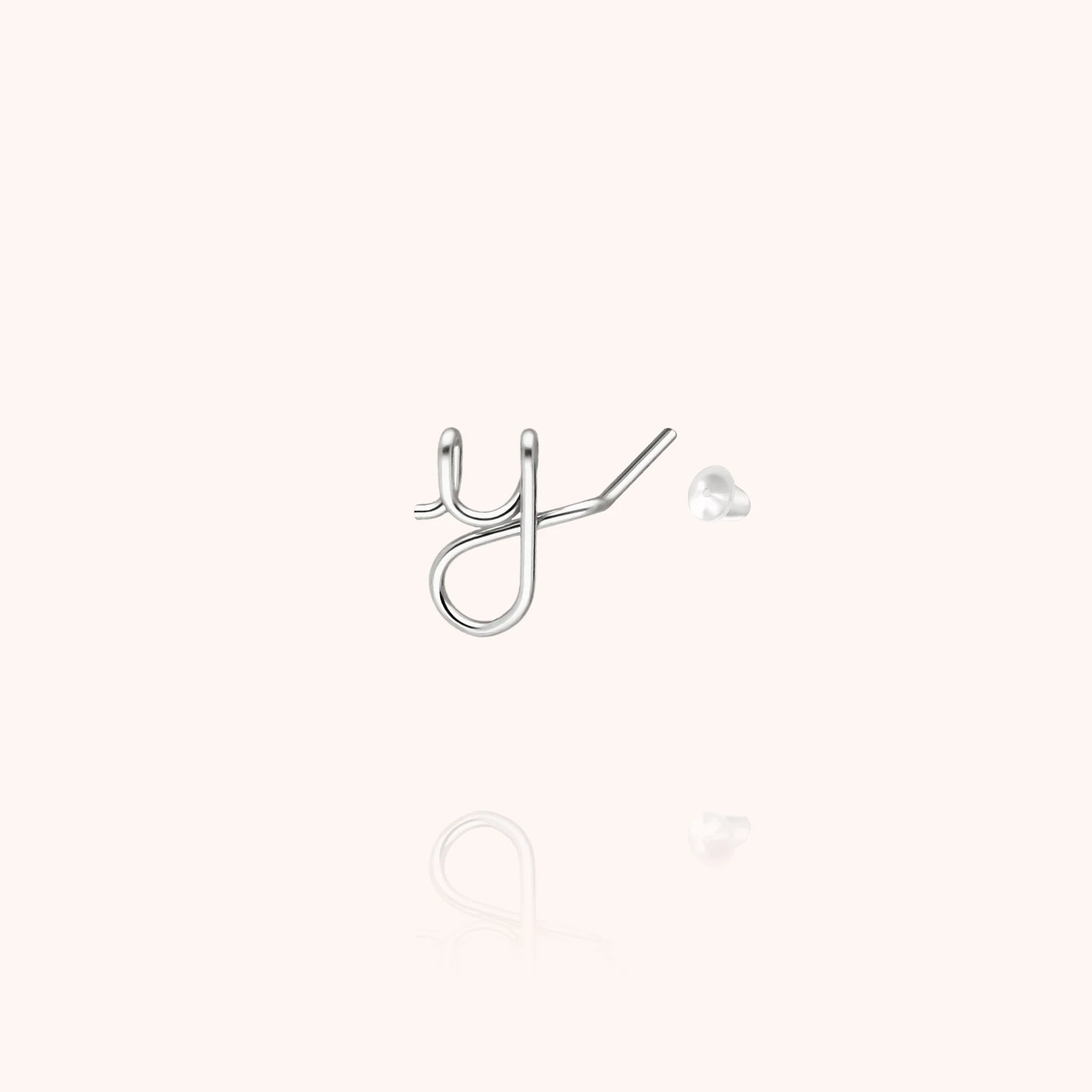 personalised initial stud earring letter y silver jewellery handcrafted Atelier Paulin Australia