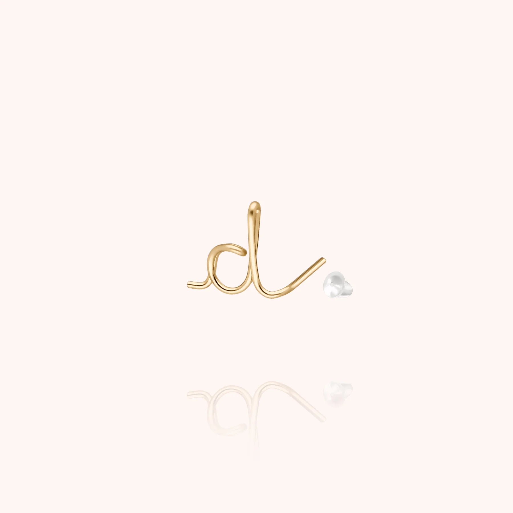 personalised jewellery initial stud earring letter d 14k yellow gold-filled handcrafted Atelier Paulin Australia