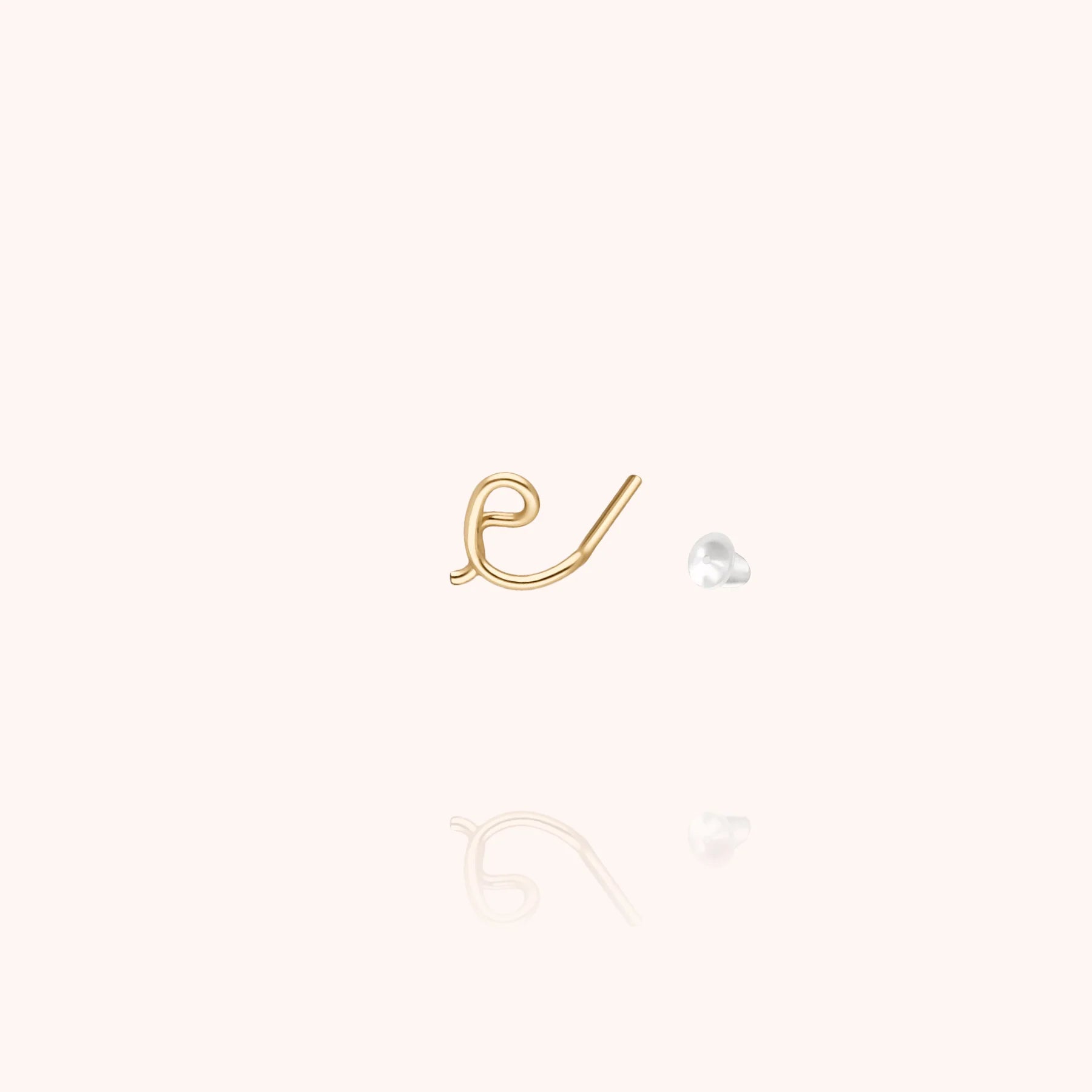 personalised jewellery initial stud earring letter e 14k yellow gold-filled handcrafted Atelier Paulin Australia