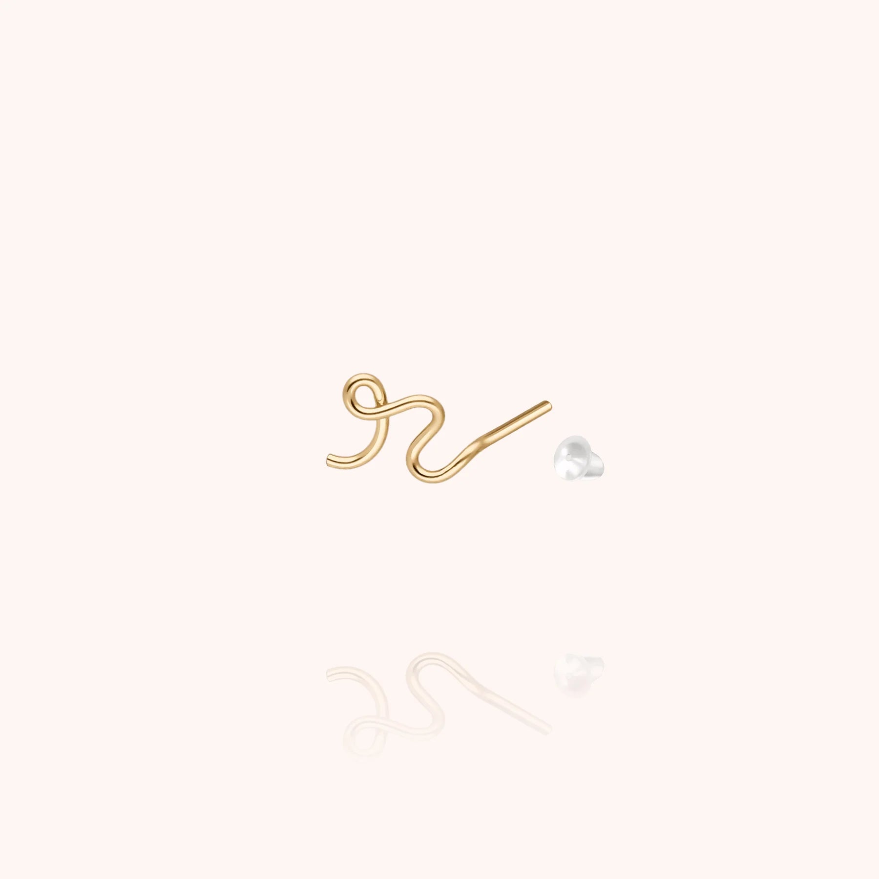 personalised jewellery initial stud earring letter r 14k yellow gold-filled handcrafted Atelier Paulin Australia