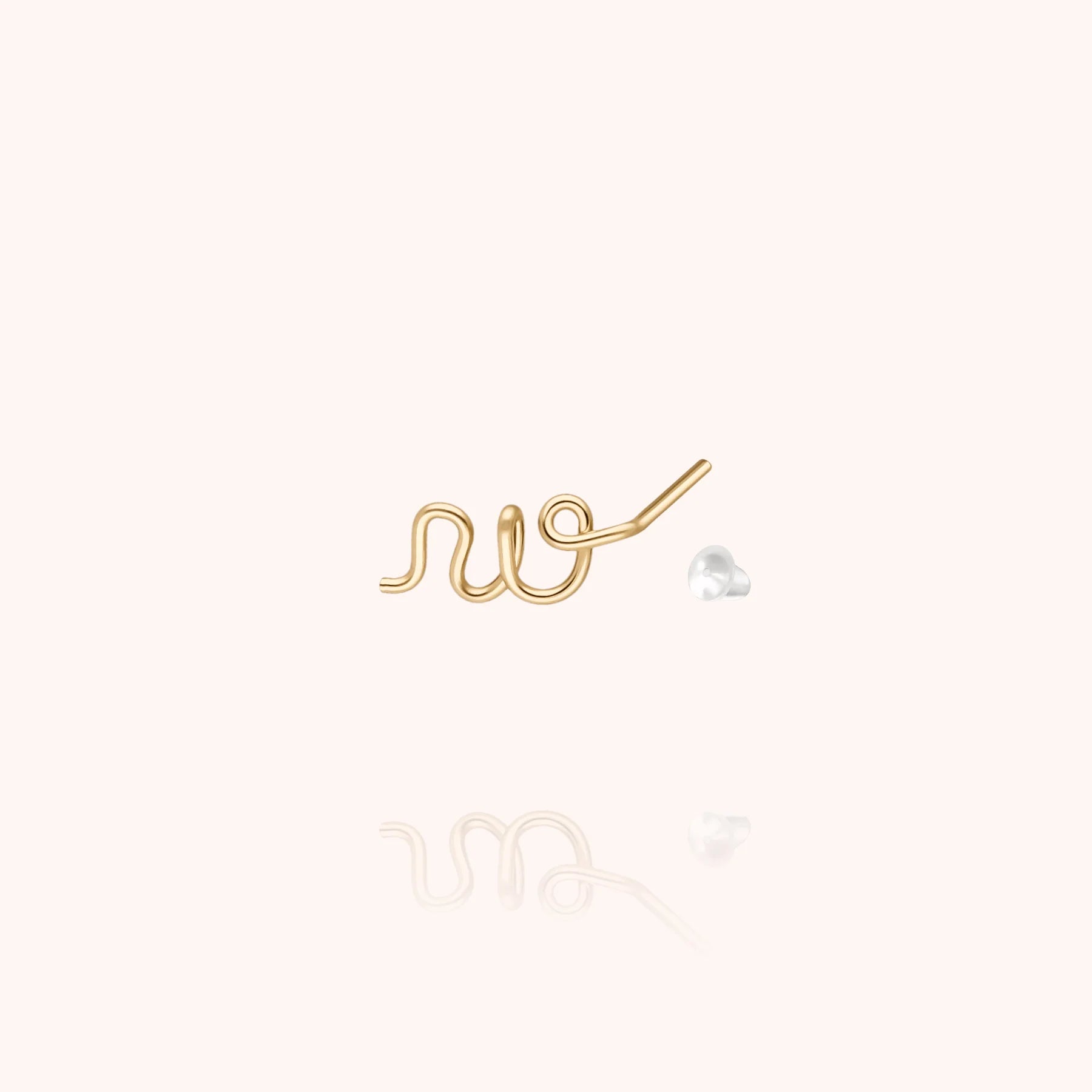personalised jewellery initial stud earring letter w 14k yellow gold-filled handcrafted Atelier Paulin Australia