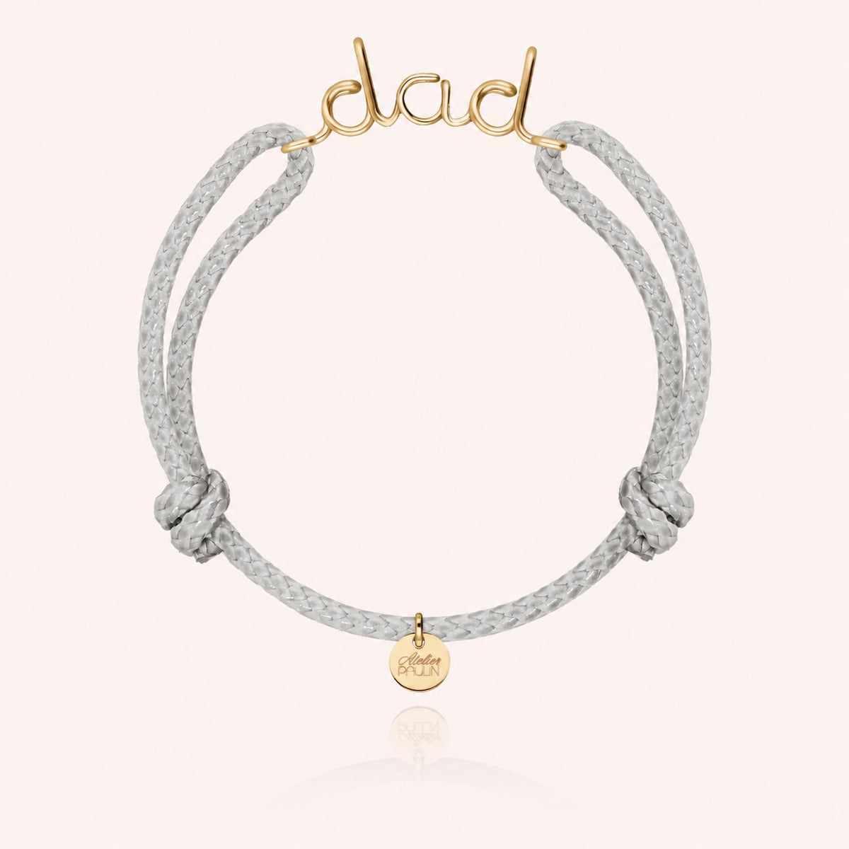 Dad cord bracelet for him. Men's jewellery handcrafted in Paris by Atelier Paulin from 14k gold-filled --colour_grey