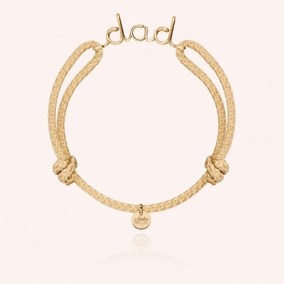 Dad cord bracelet for him. Men's jewellery handcrafted in Paris by Atelier Paulin from 14k gold-filled --colour_nude