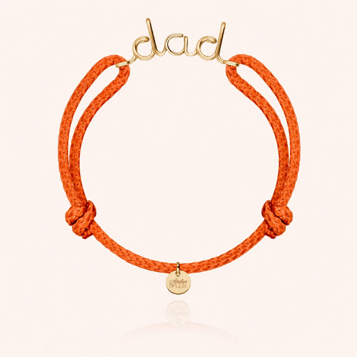 Dad cord bracelet for him. Men's jewellery handcrafted in Paris by Atelier Paulin from 14k gold-filled --colour_orange