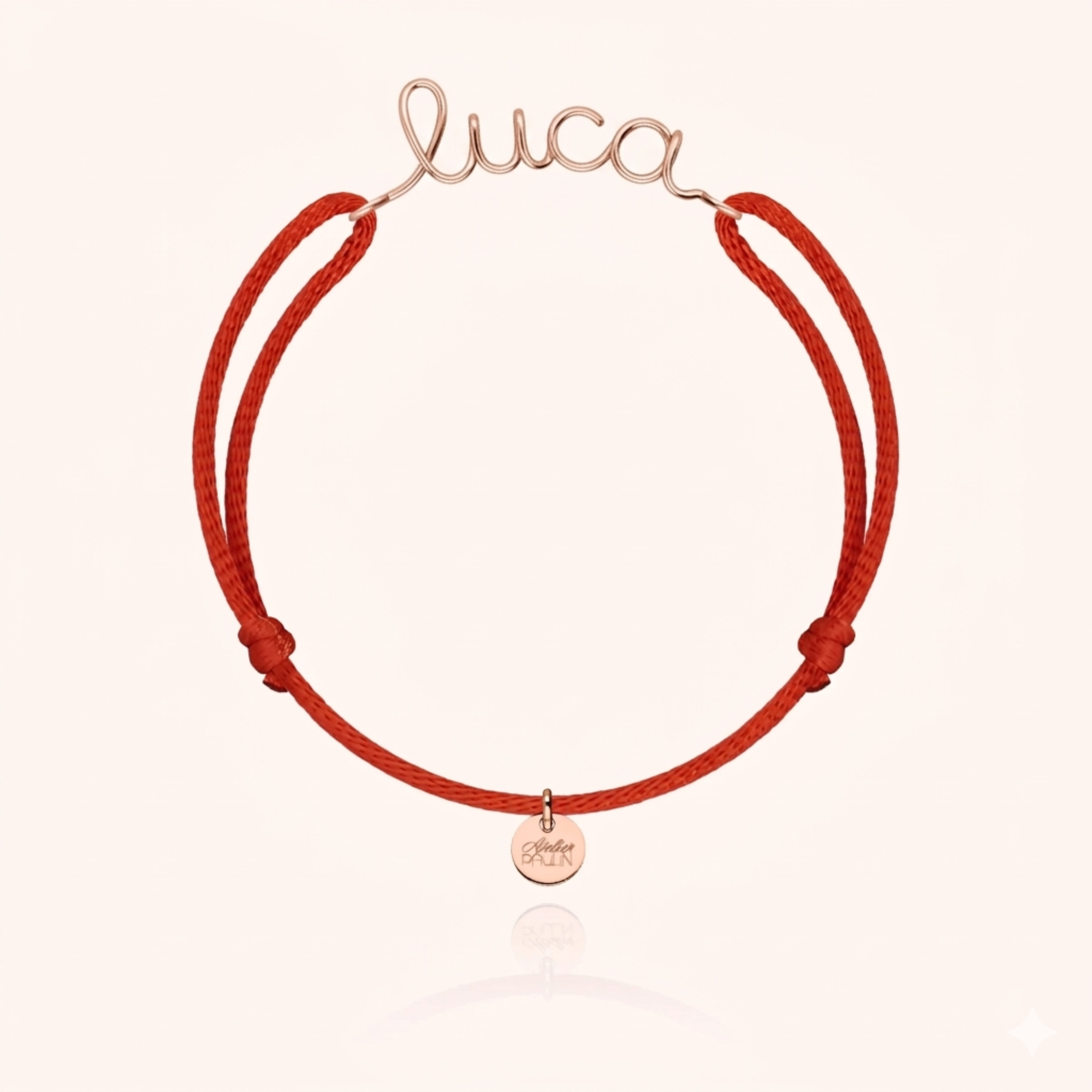 cord bracelet personalised name rose gold Atelier Paulin Australia --colour_red