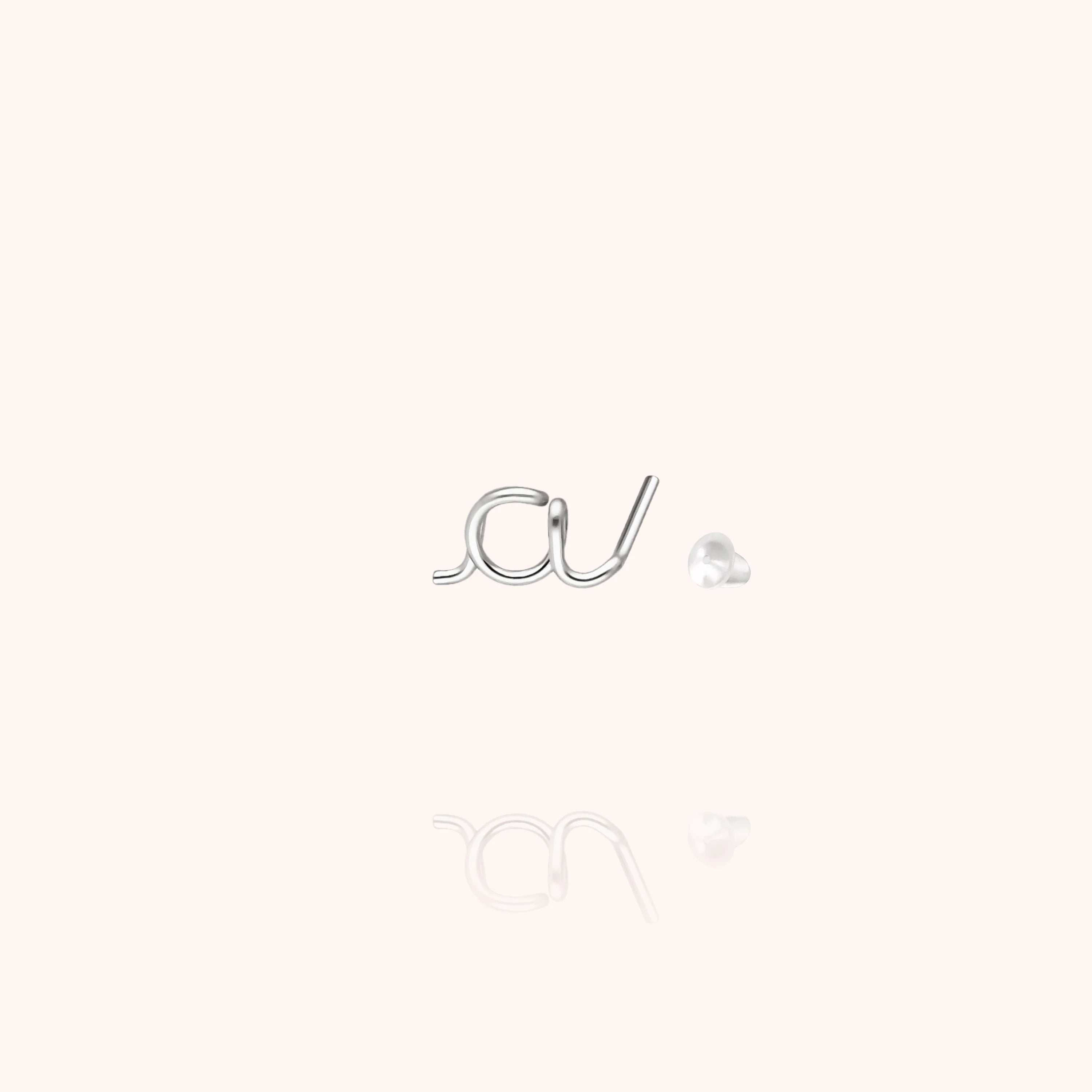 personalised initial stud earring letter A silver jewellery handmade Atelier Paulin Australia